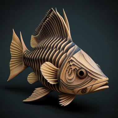 3D model Striped barbus fish (STL)